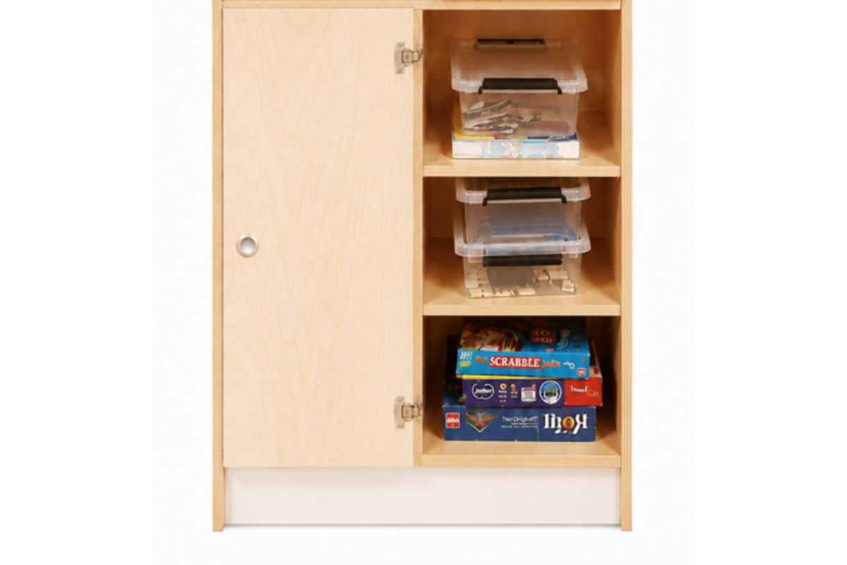 Kast 180 graden onder, 100x90x50 cm (lxbxh) | Ahorn, op plint, deuren wit/Ahorn