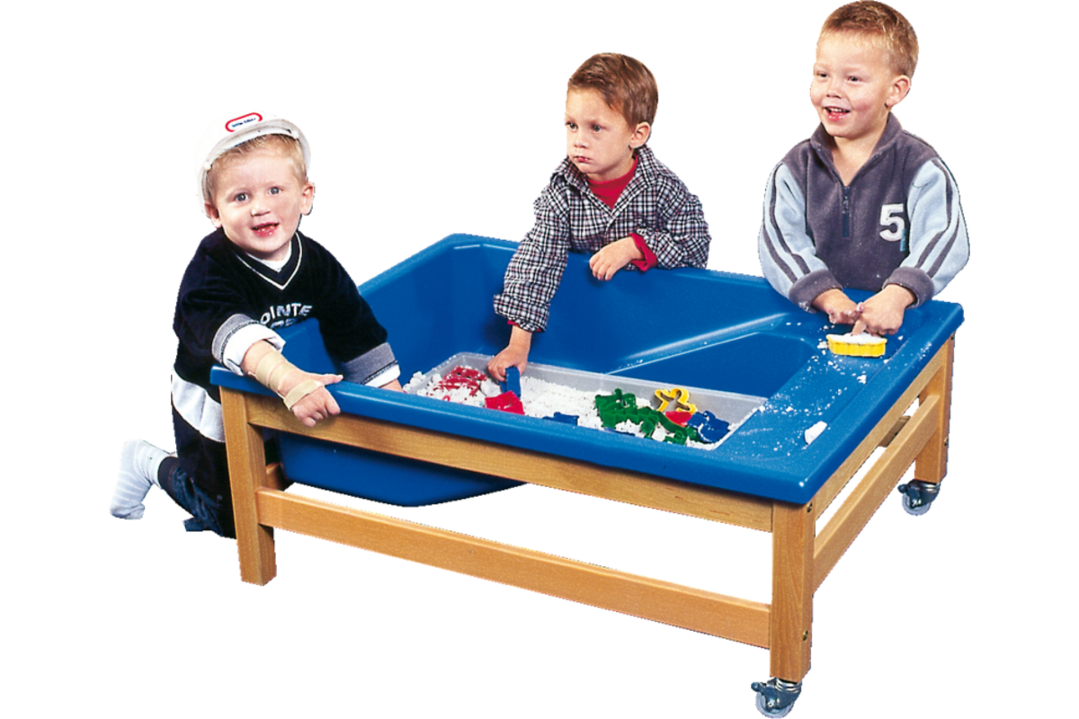 Bak blauw met afrit voor zandwatertafel (Losse bak)