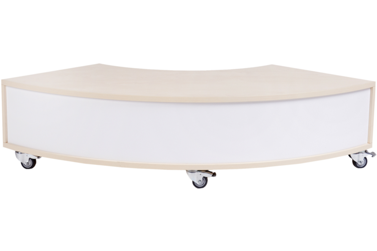Peuterbank hoek 126 x 43 x 30 cm incl wielen, 2 lades 15 cm hoog, ahorn