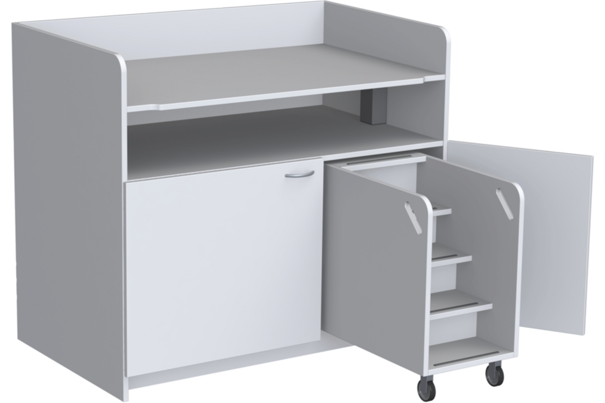 Aankleedtafel Standard 120 wit trap rechts