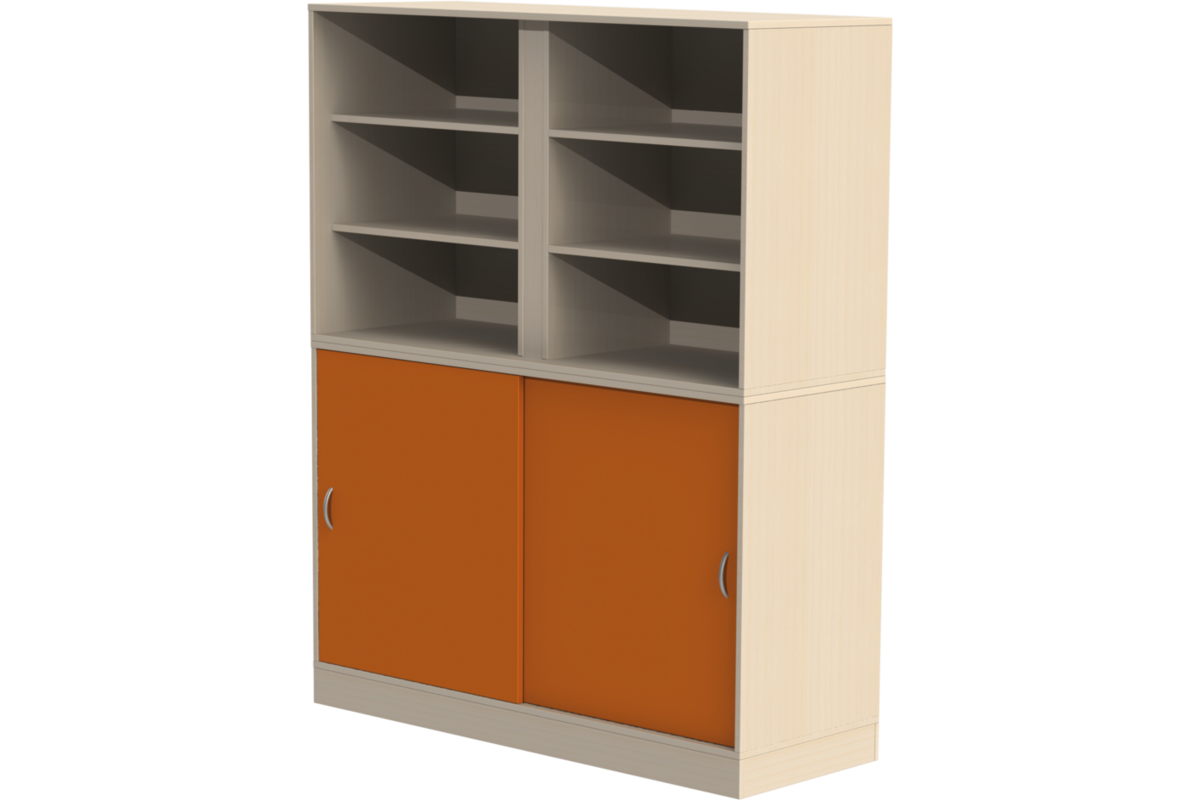 Materiaalkast Flex 4-2 hoog, zonder laden, 4 legpl., 1 set gekl.schuif, Ahorn