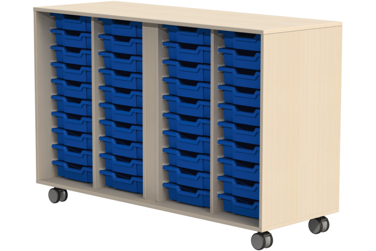 Ladenkast Flex 4, zonder laden met wielen, ahorn