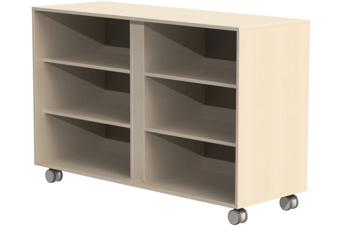 Kieskast Flex 4, 4 legplanken en wielen, ahorn