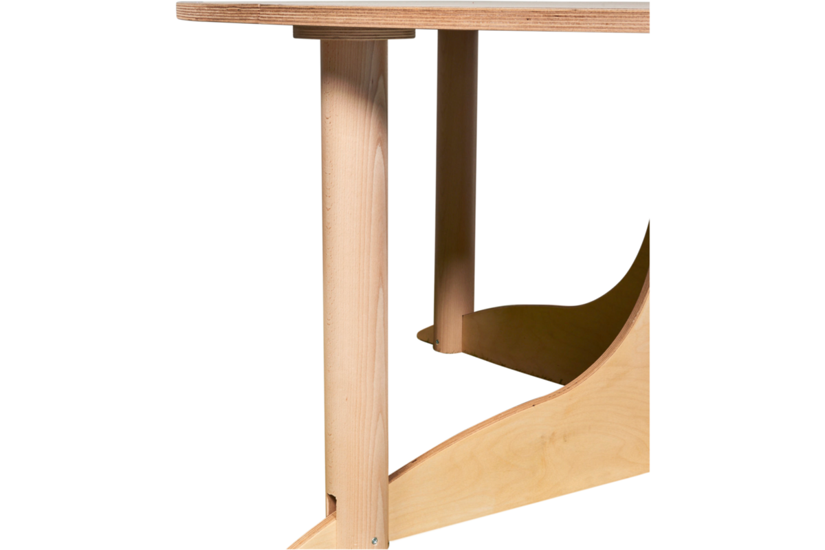 Tafelboom 240cm (h), ronde tafel 150cm, C3 (59cm) HPL blad wit eiken