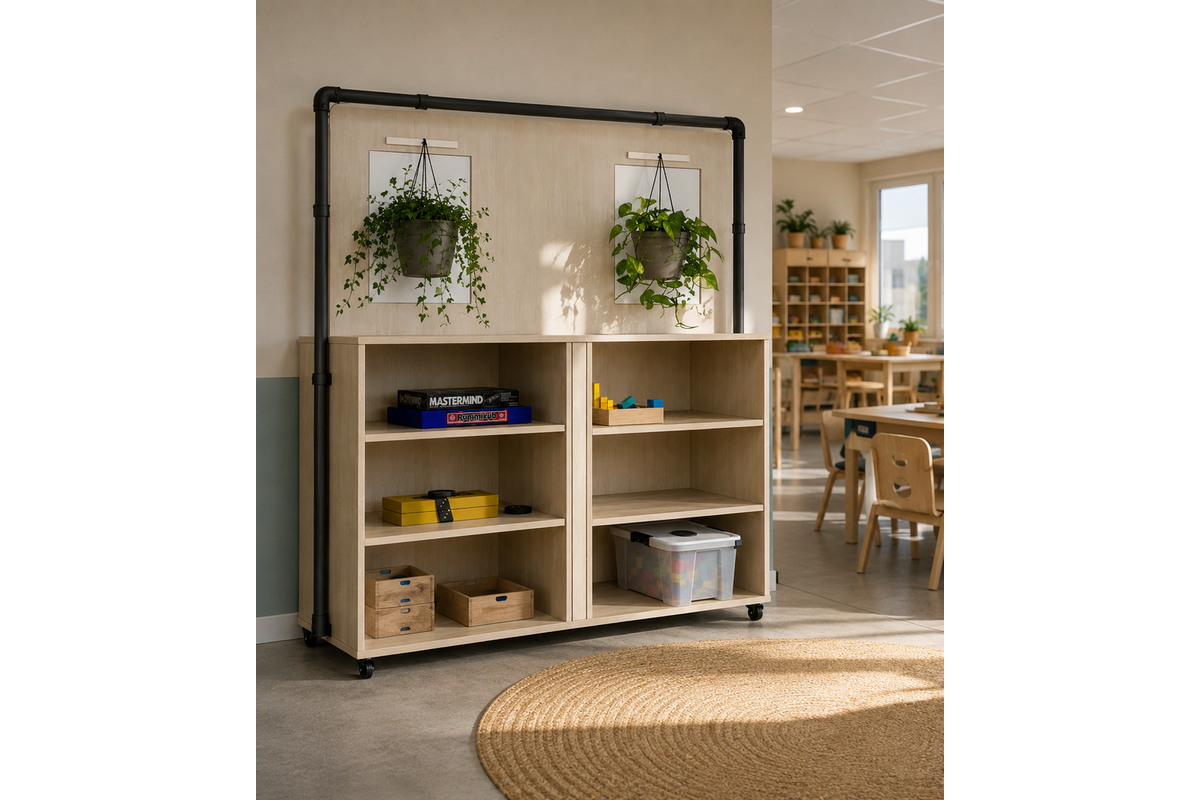 Kast 4 Flex, Ahorn, met opzetwand in buizenframe (zwart)