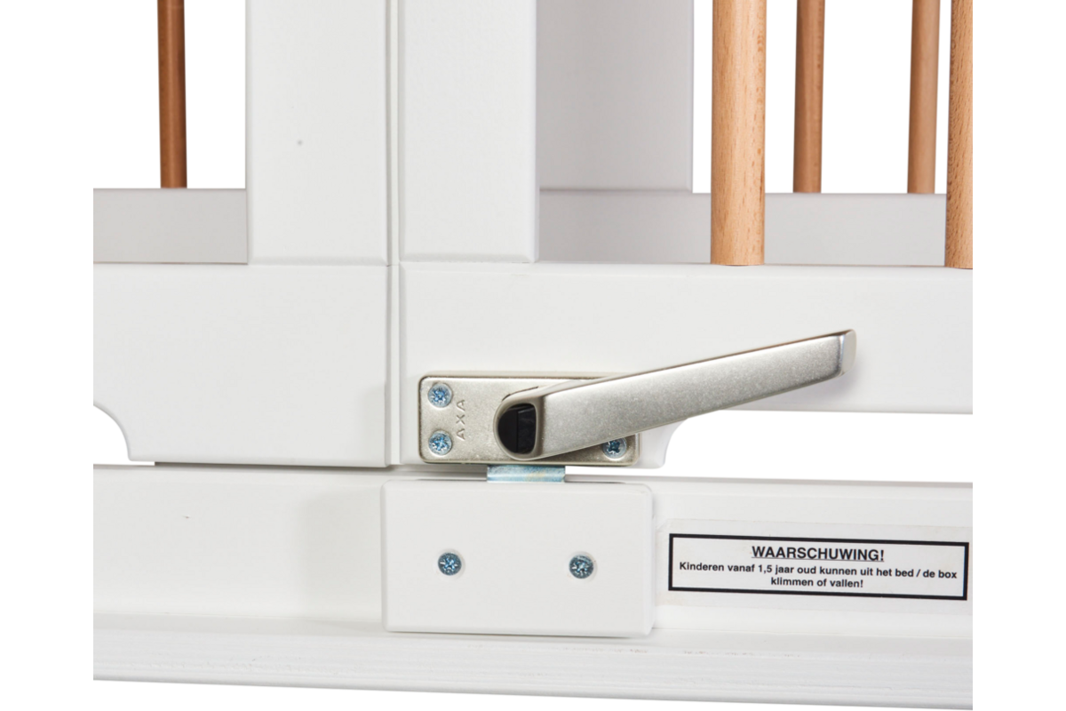 Box hoog Classic enkel wit, spijlen hout blank gelakt