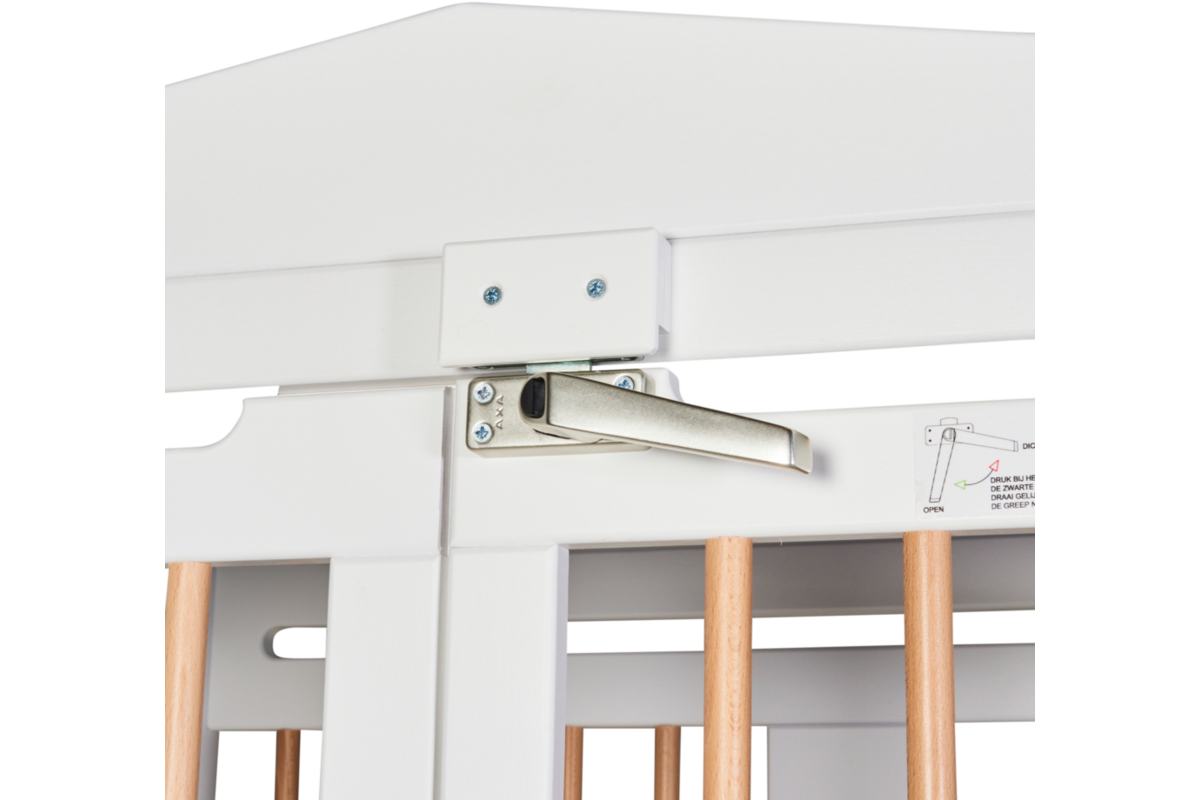 Box hoog Classic enkel wit, spijlen hout blank gelakt