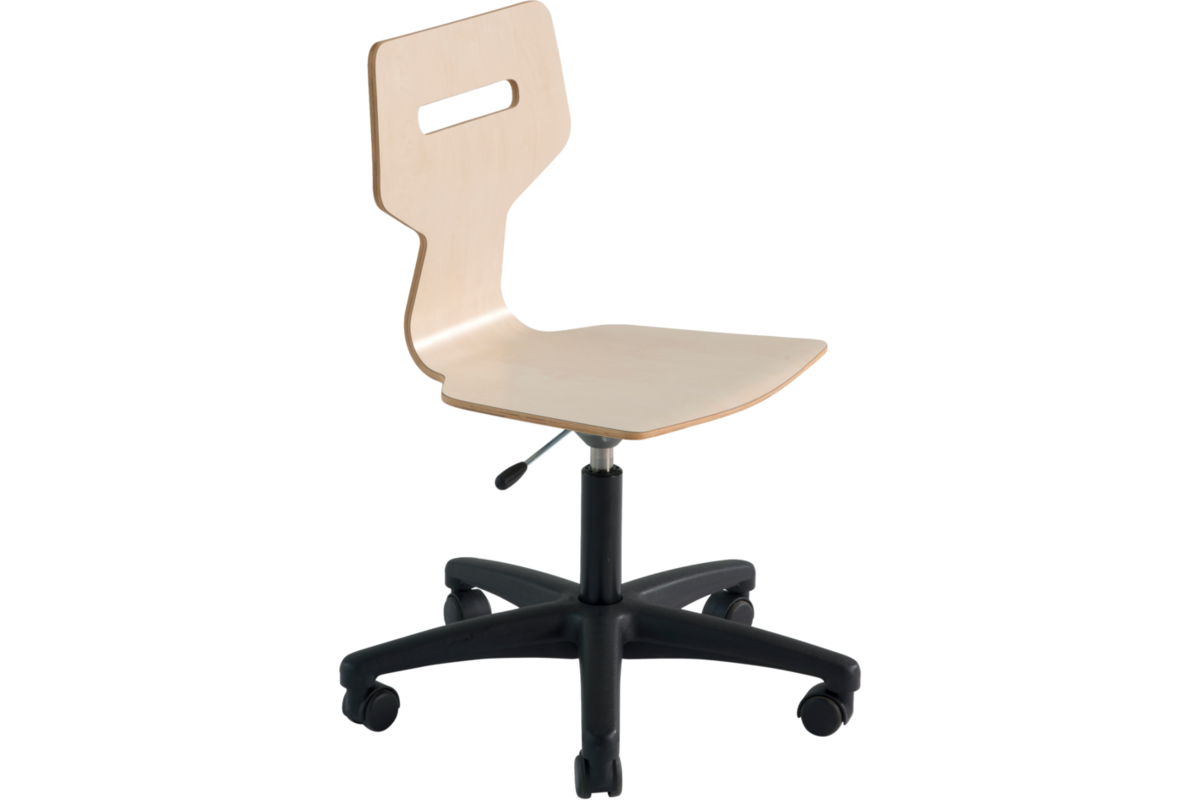 Werkstoel Gripz, CPL kuip, H.I. 40,5-53 cm, zwart onderstel zachte wielen