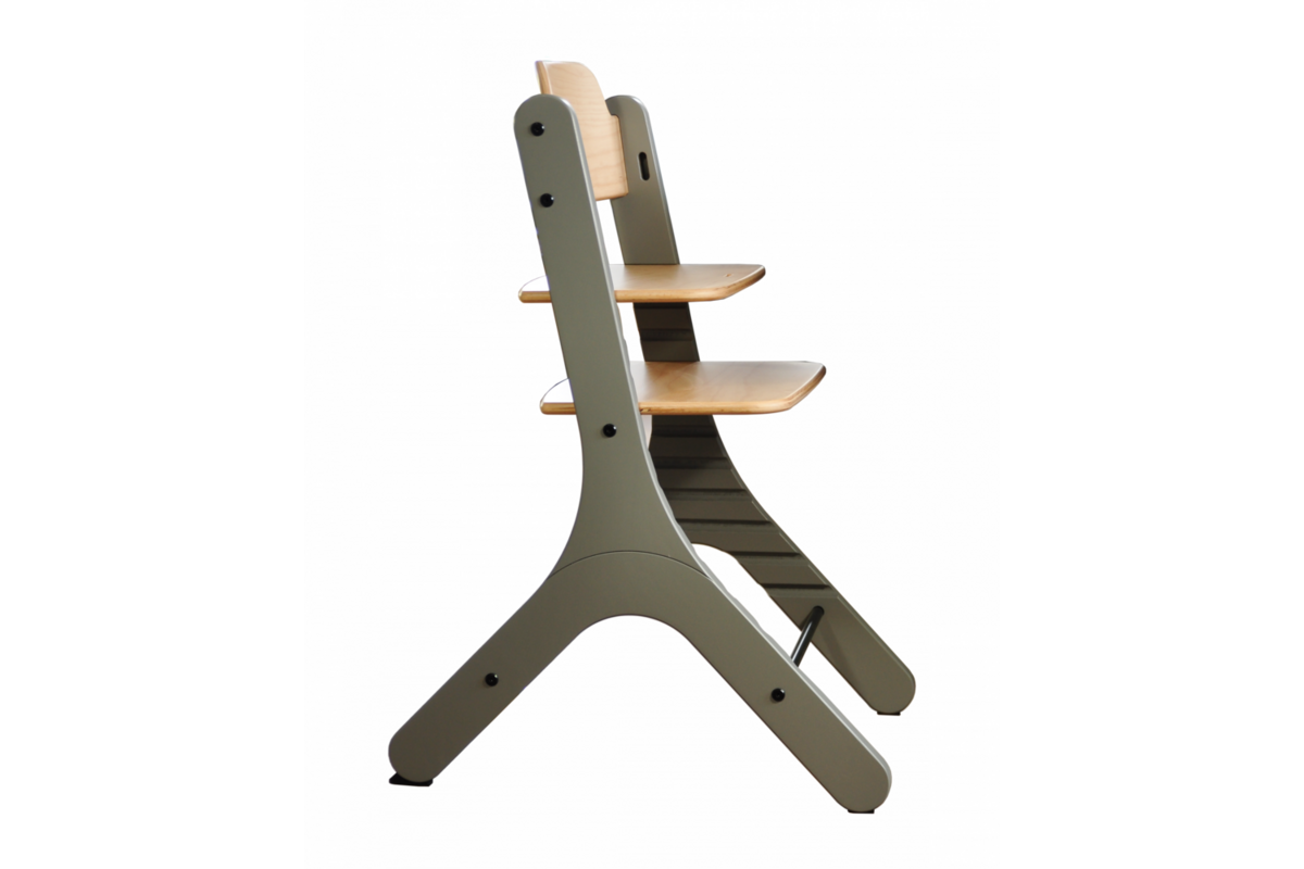 Meegroeistoel Dapper blank/grijs RAL 7037 incl. babybeugel standaard