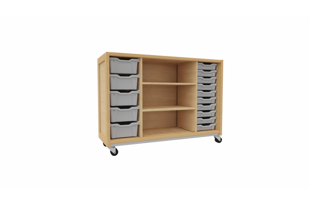 Kast 340 serie Ahorn, 2 halve legplanken, 10 laden van 15 cm