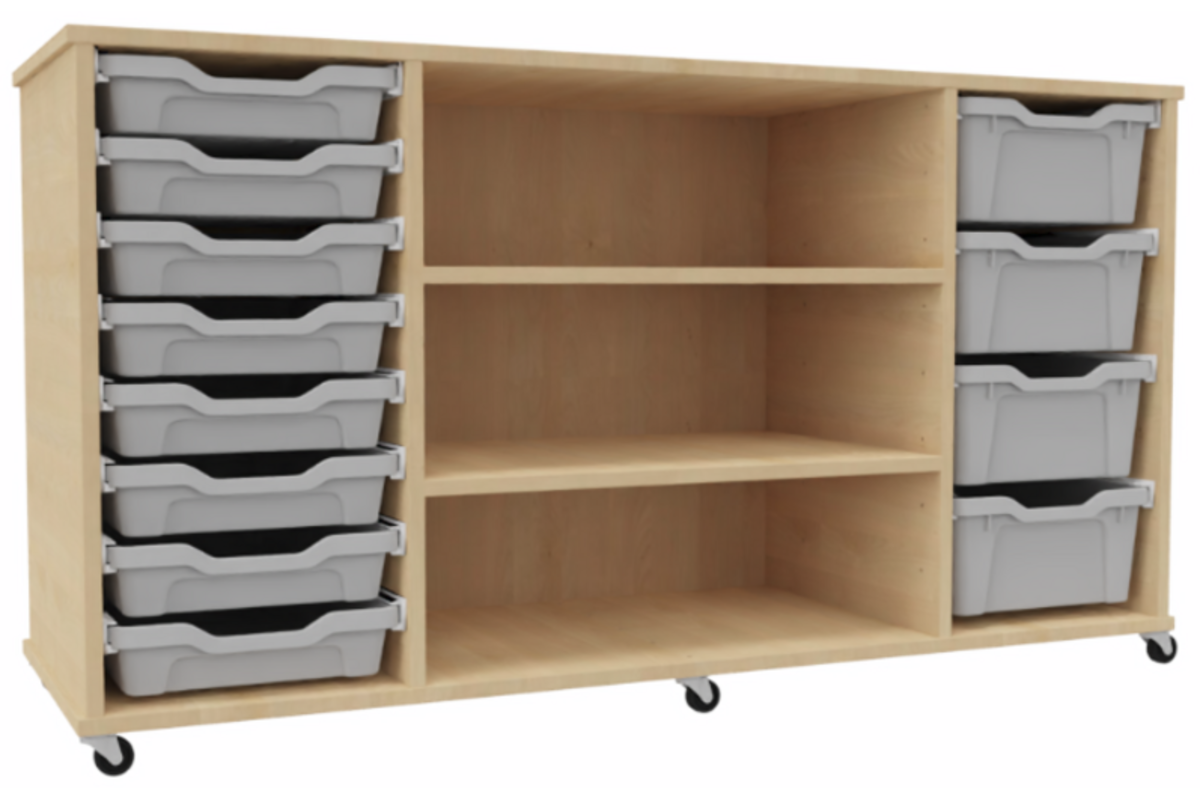 Kast 540 serie Ahorn verrijdbaar 2 legpl., 8 laden 7 cm, 4 van 15 c
