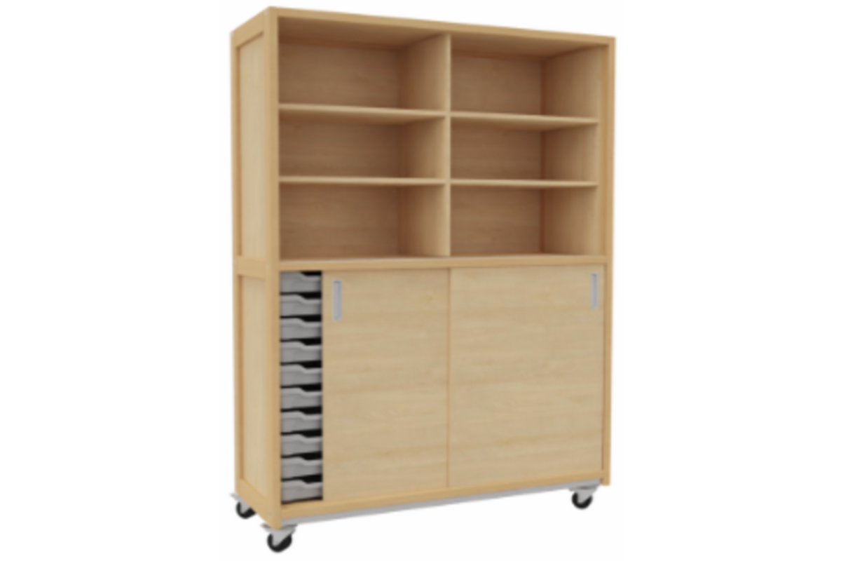 Kast 640 serie Ahorn, legpl. onder en boven,laden onder + deuren