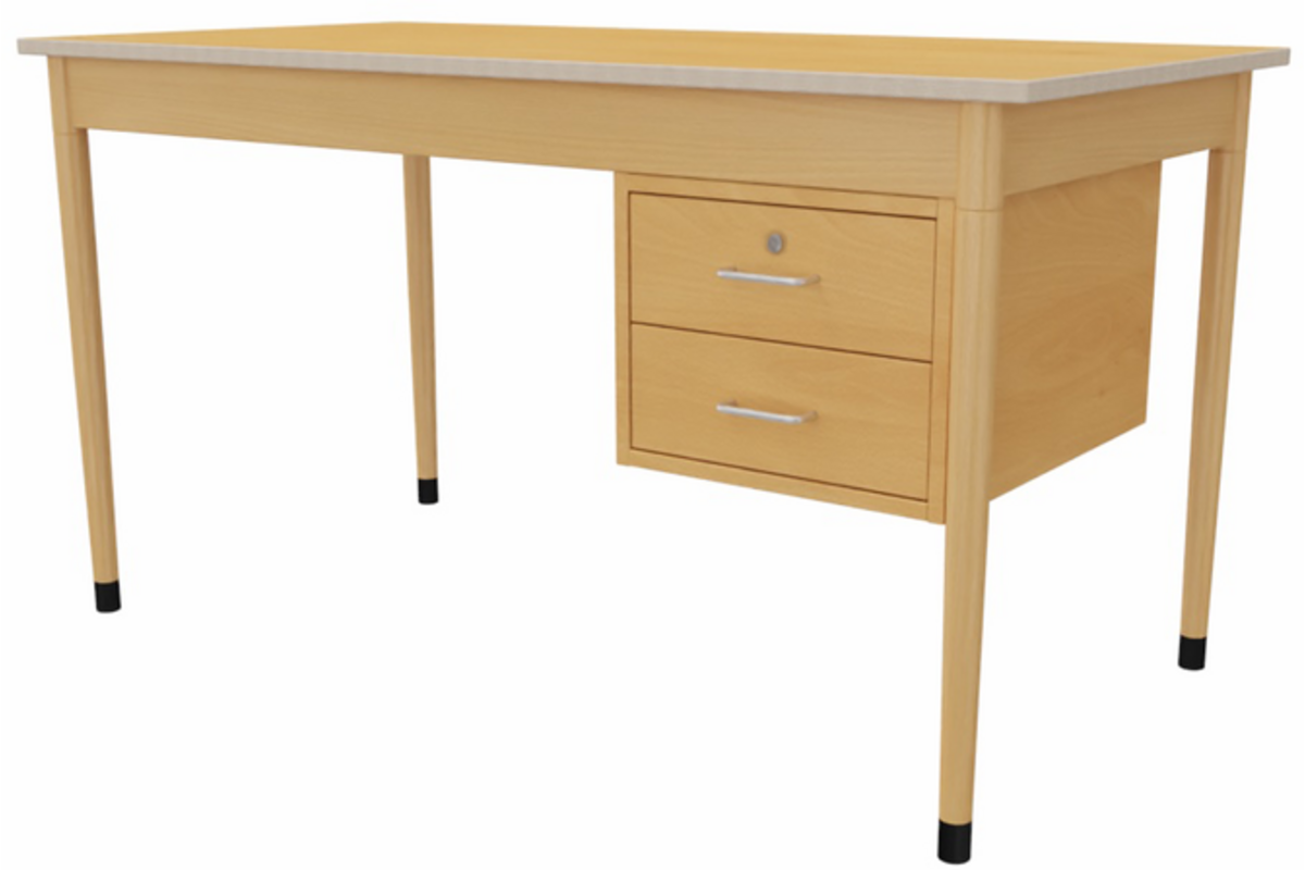 Docentenbureau 410 blad Ahorn,140 x 70 cm met ladenblok