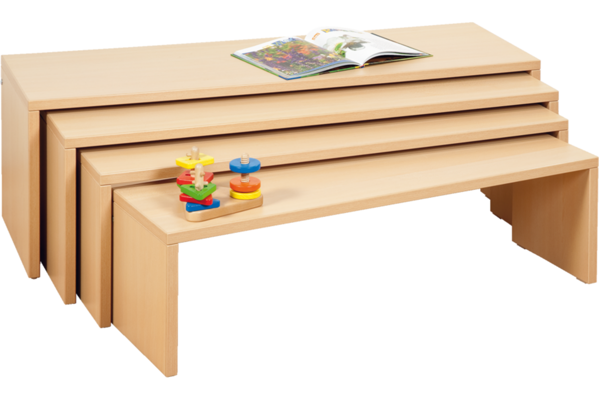Zitbanken ahorn, set van 4 stuks in 4 hoogtes 30 - 34 - 38 - 42 cm