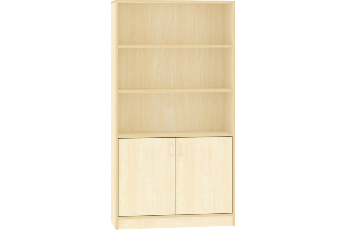 Hoge kast, ahorn, 100 × 40 × 188 cm, 2 deuren onder, 4 legplanken