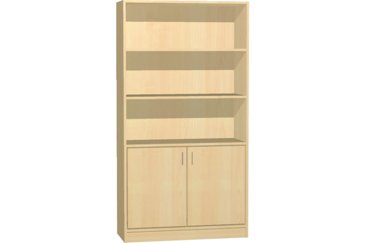 Hoge kast, beuken, 100 × 40 × 188 cm, 2 deuren onder, 4 legplanken