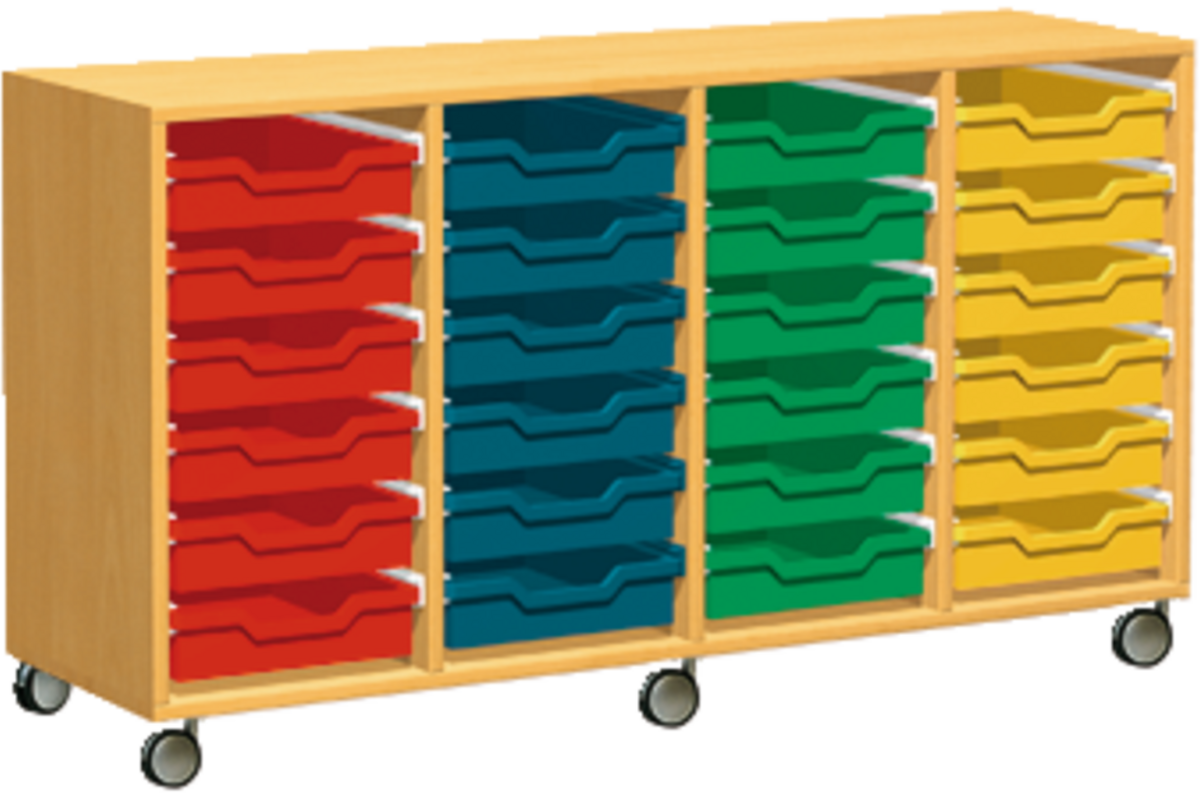 Materiaalkast Basic 139 cm breed, beuken, zonder laden, op wielen