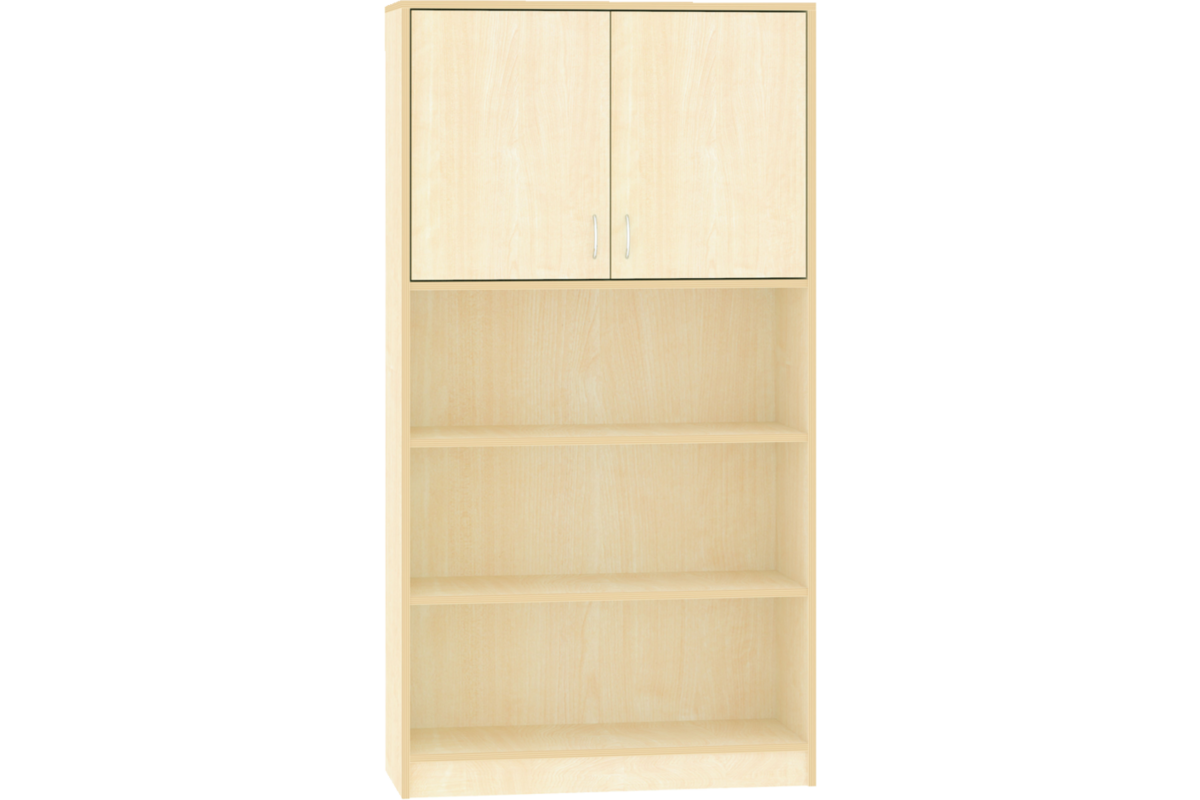 Hoge kast, ahorn, 100 × 40 × 188 cm, 2 deuren boven, 2 legplanken