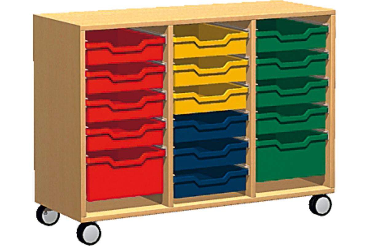 Materiaalkast Basic 105 cm breed, ahorn, zonder laden, op wielen
