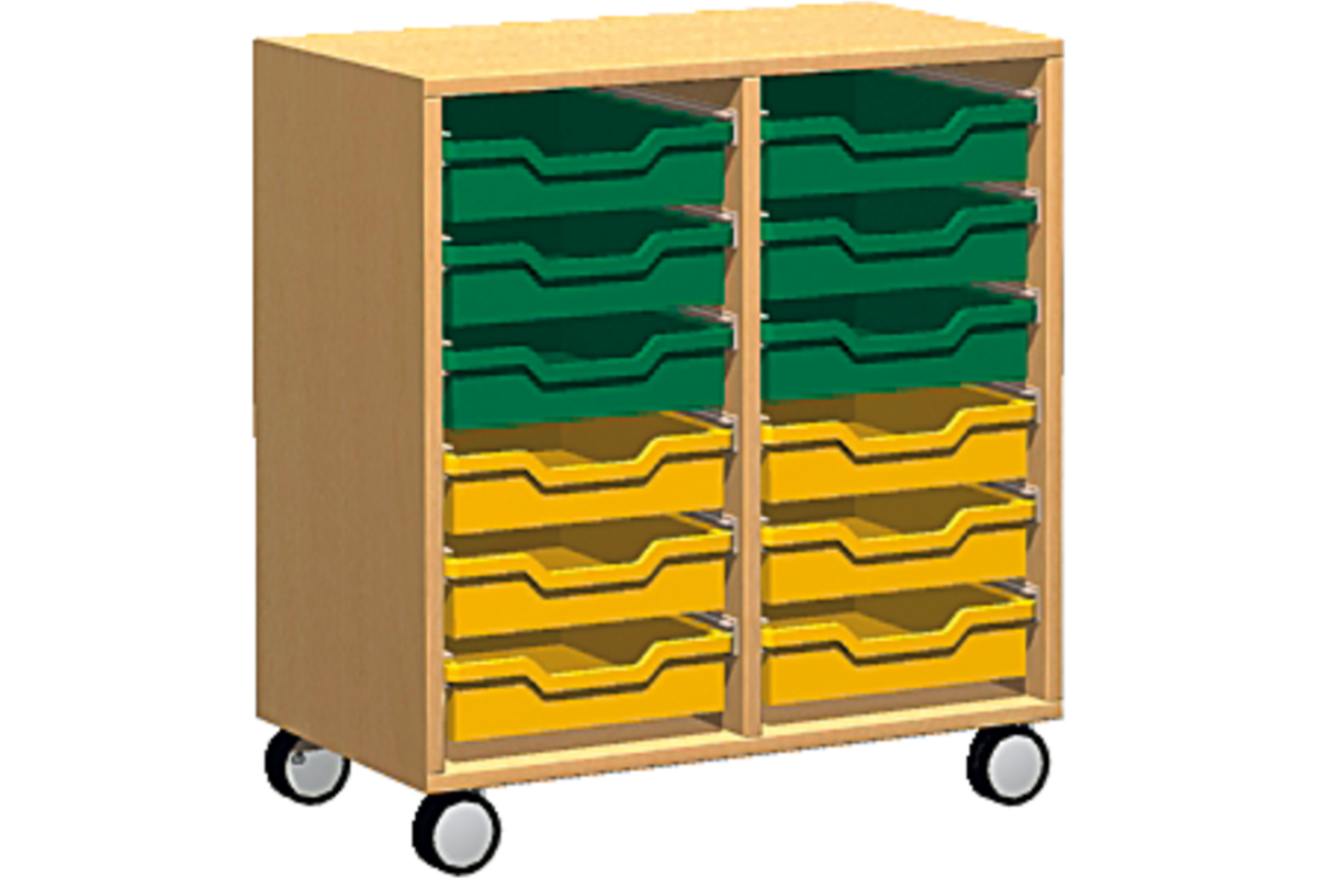 Materiaalkast Basic 71 cm breed, beuken, zonder laden, op wielen