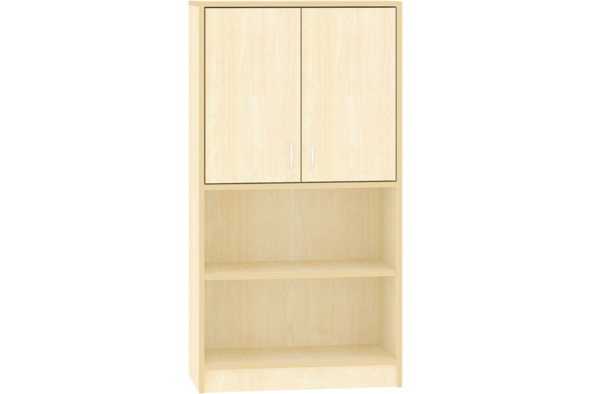 Kast half open, ahorn, 77 × 40 × 146 cm, 2 deuren boven, 2 legplanken