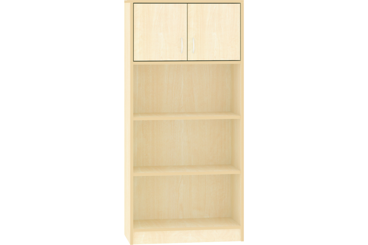 Hoge kast, ahorn,  77 × 40 × 163 cm, 2 deuren boven, 2 legplanken