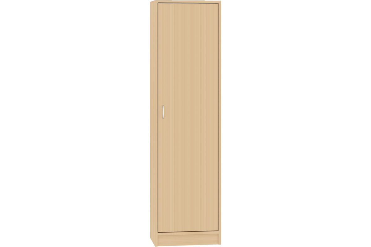 Hoge kast, beuken, 51 x 40 x 188 cm, 1 deur rechtsdraaiend, 4 legplanken