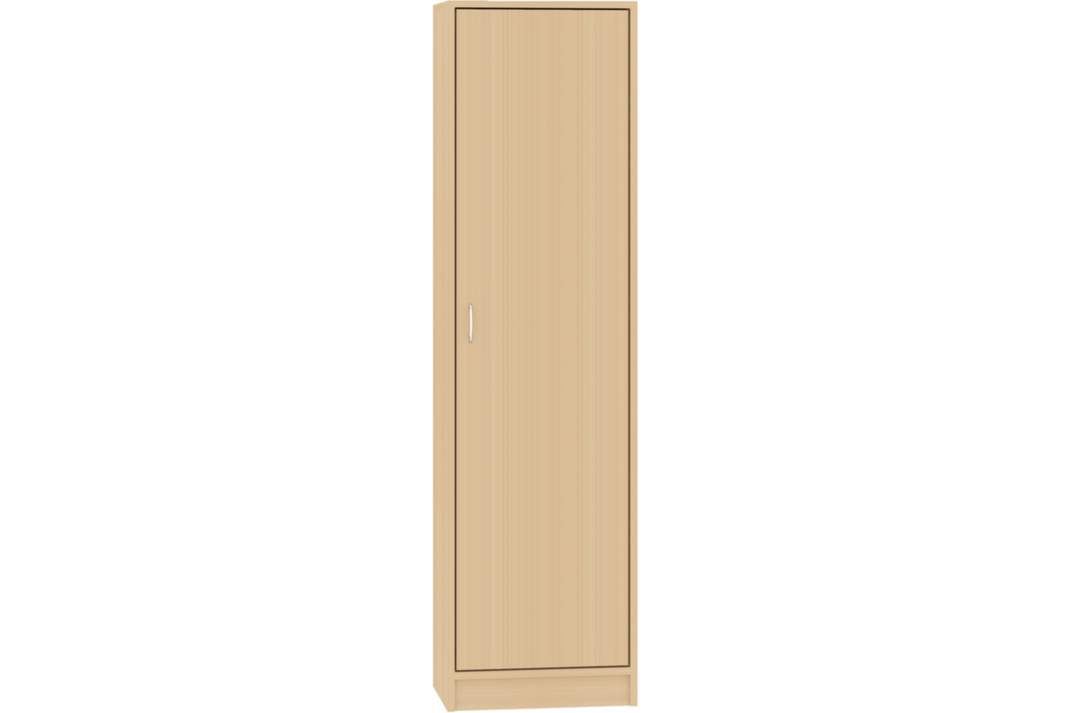 Hoge kast, beuken, 51 x 40 x 188 cm, 1 deur rechtsdraaiend, 4 legplanken