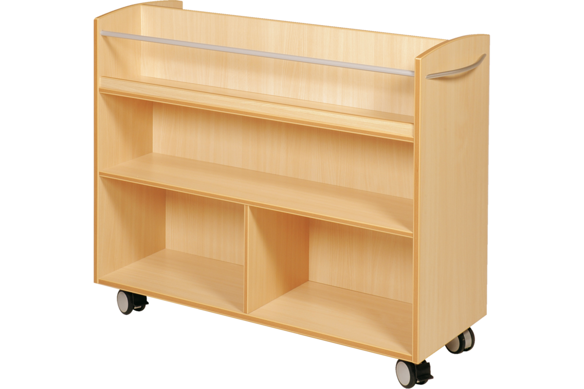 Boekenwagen, beuken, 2-zijdig verrijdbaar, 105 × 40 × 89 cm