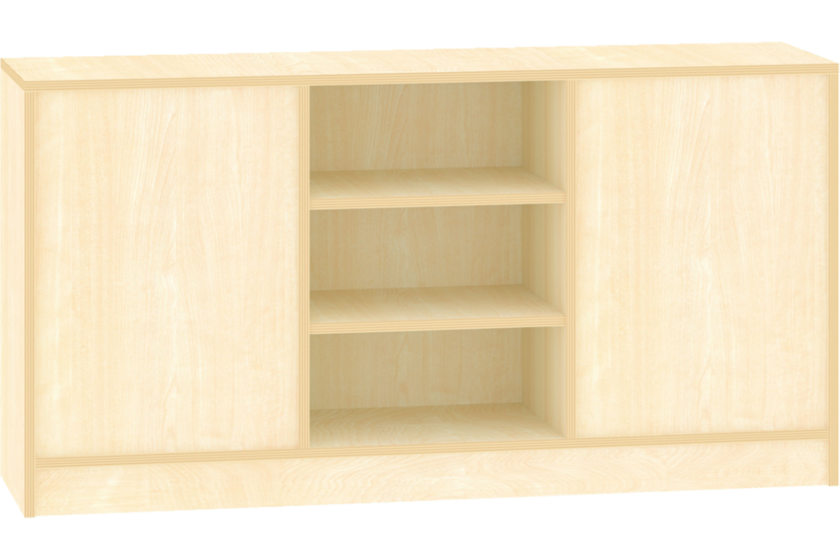 Kast dubbelzijdig met 6 vaste legplanken , 149 × 40 × 77 cm, ahorn