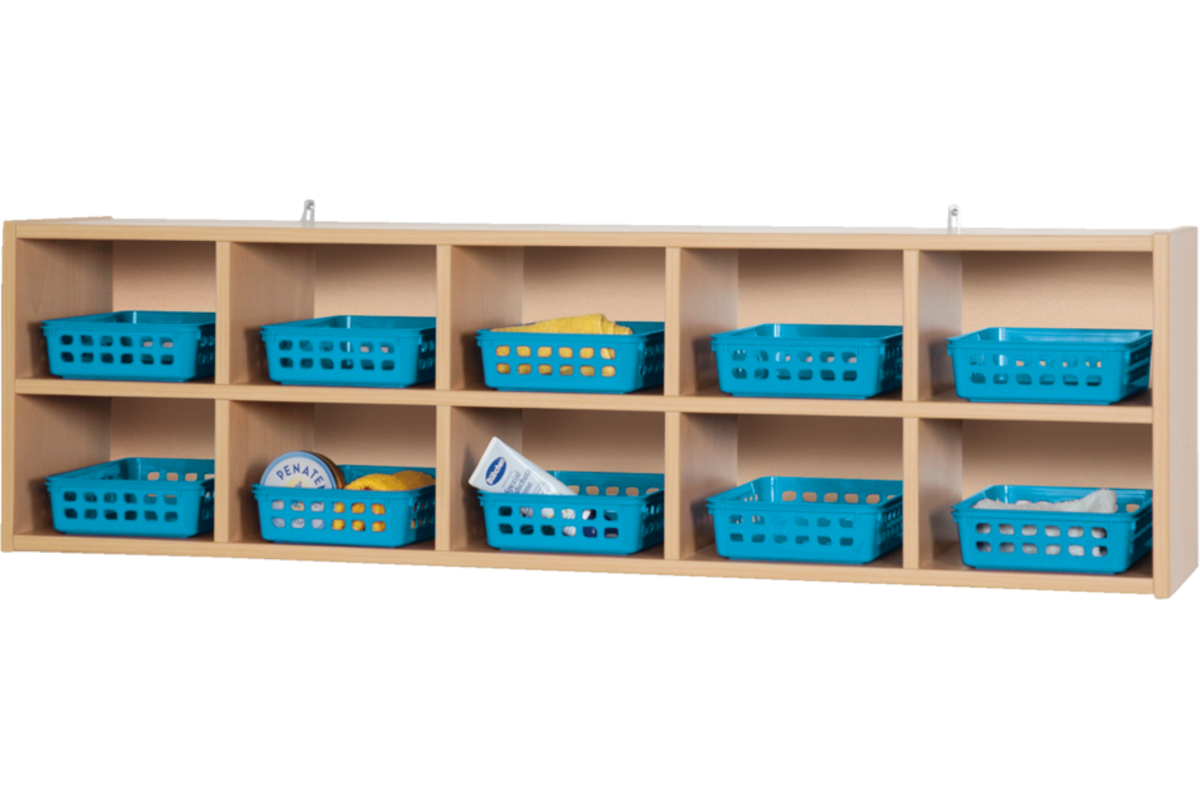 Vakken hangkast, 10 vakken, 125 × 27,5 × 36,5 cm, ahorn