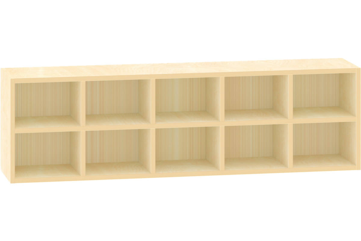 Vakken hangkast, 10 vakken, 125 × 27,5 × 36,5 cm, ahorn