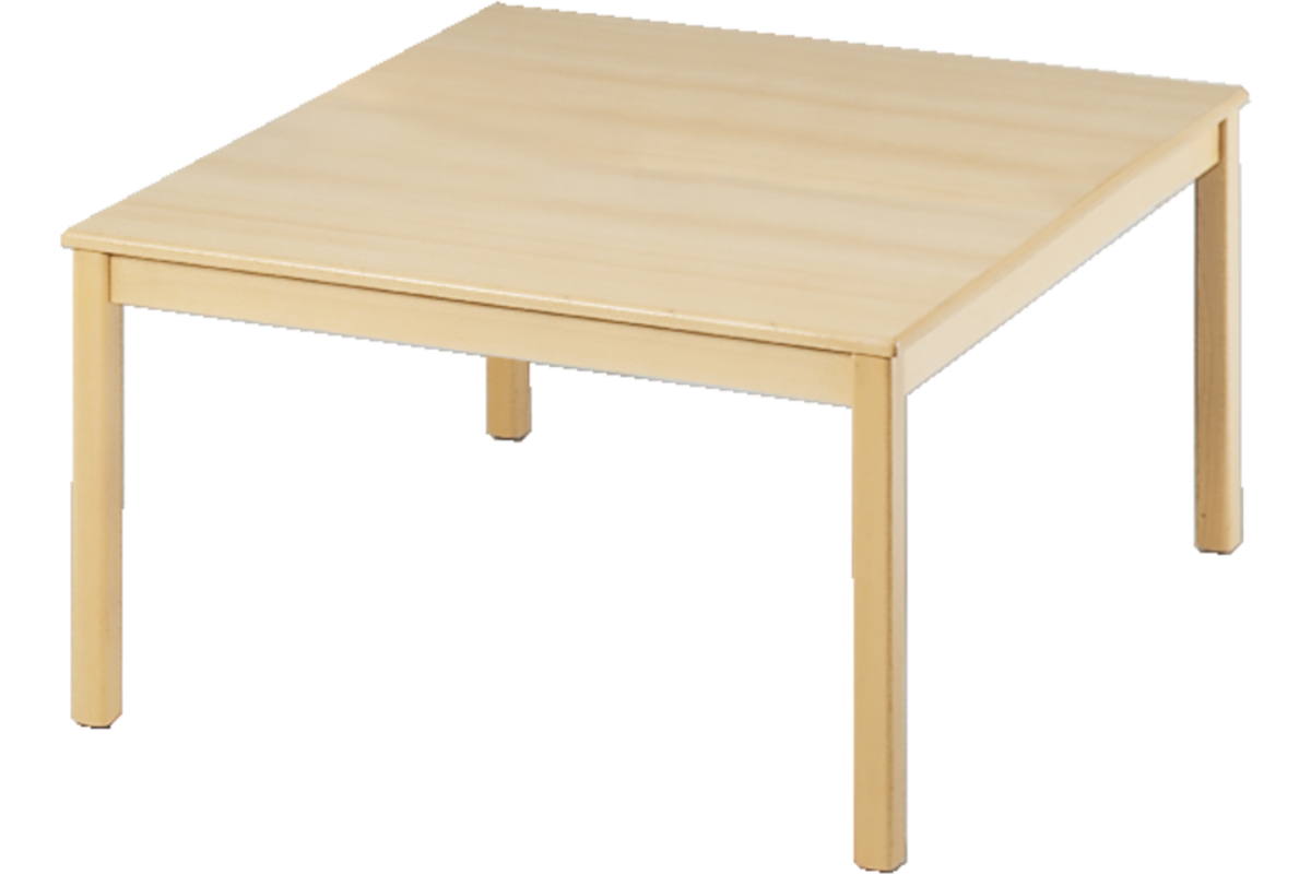 Tafel vierkant 80 x 80 cm, hoogte 53 cm, ahorn blad