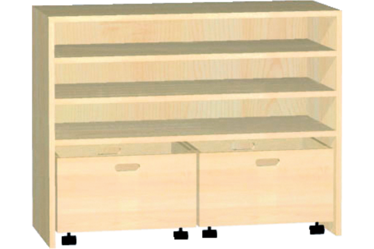 Kast voor rolbak 100 × 40 × 77 cm met 2 legplanken, beuken