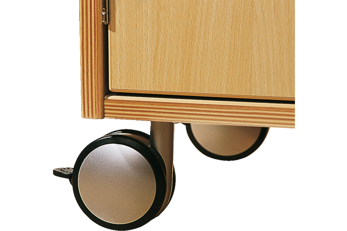 Zwenkwielen tbv kast, set van 4 waarvan 2 geremd, 8,5 cm hoog
