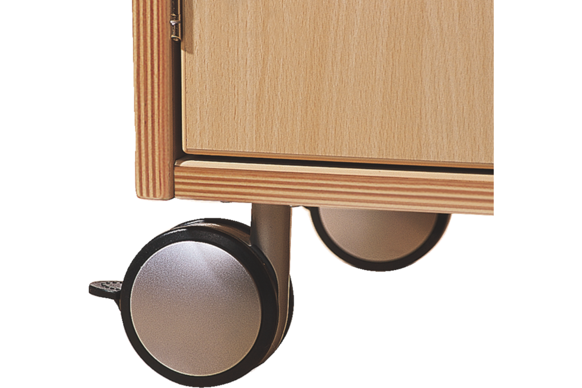 Zwenkwielen tbv kast, set van 4 waarvan 2 geremd, 8,5 cm hoog