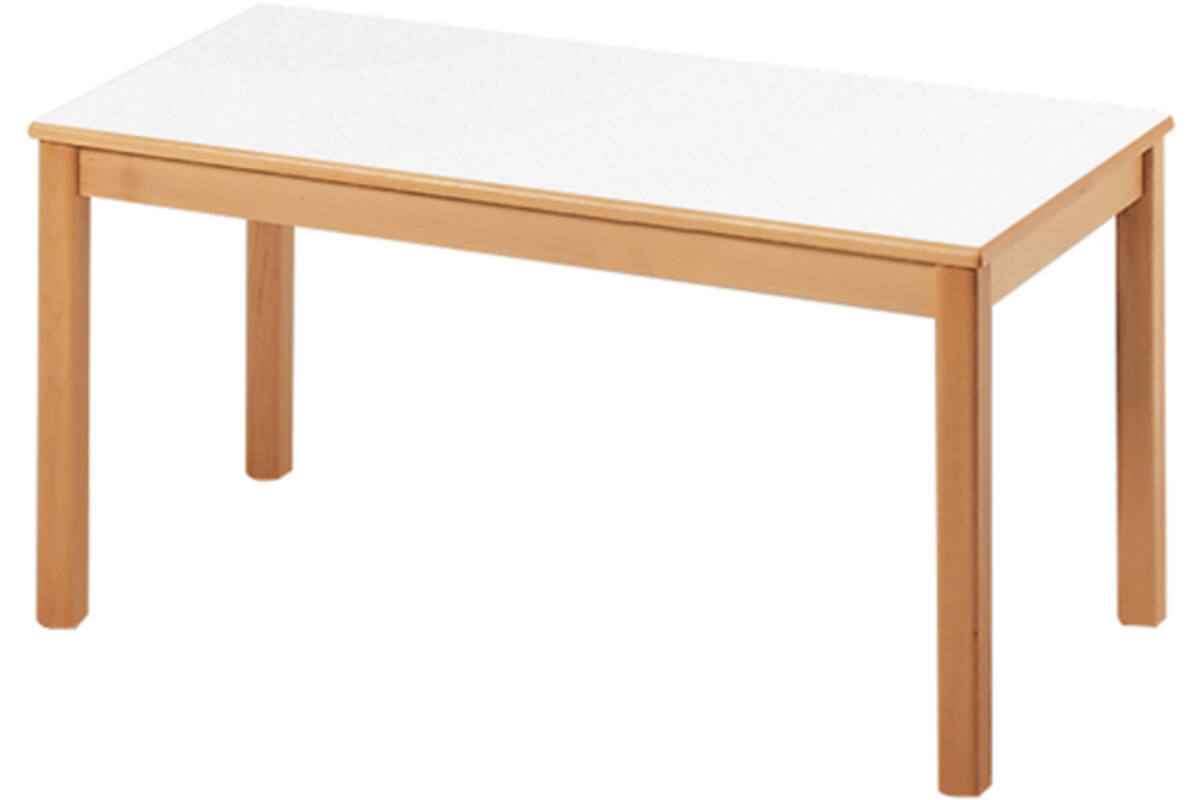 Tafel rechthoekig ahorn, blad wit 120 x 60 cm hoogte B2-53 cm
