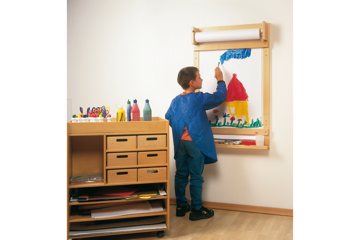 Verfwand beuken met aflegplank, 115 x73 x13 cm