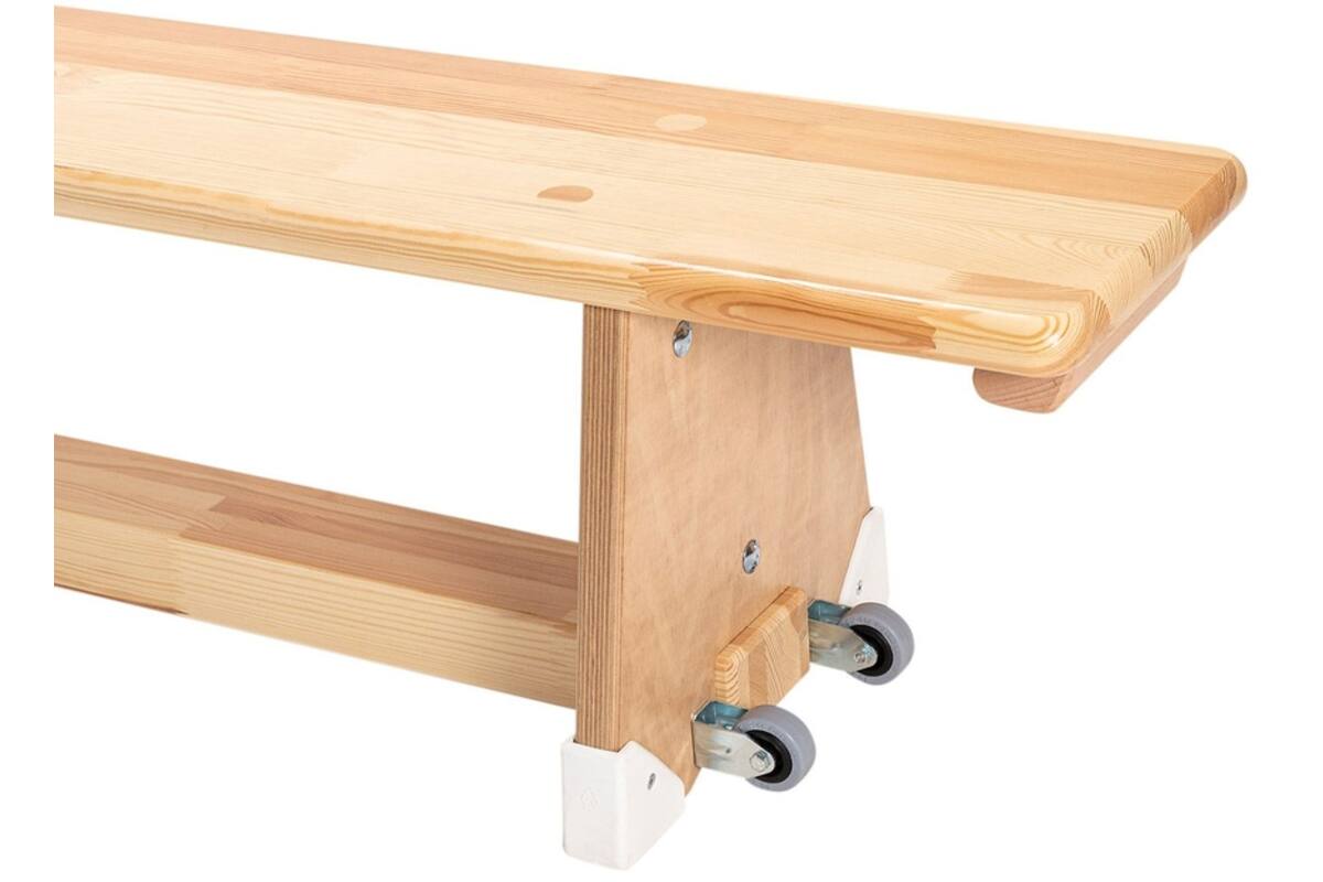 Gymbank smal met wielen, 240 x 24 cm, 31 cm hoog