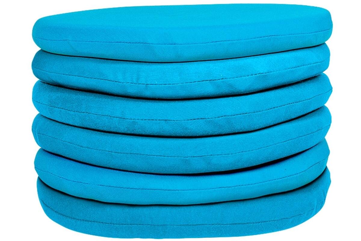 Zitkussen set rond, turquoise, 6 stuks