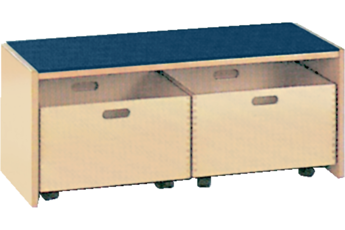 Podiumelement recht 100 × 40 × 35 cm, Ahorn met Tretford bekleding kleur Champignon