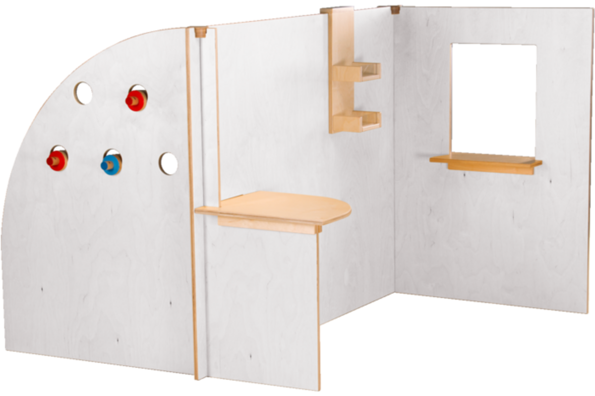 Kinderopvangspeelwand, rollenspel, 129 x 143,5 x 101,5 cm, berkenmultiplex