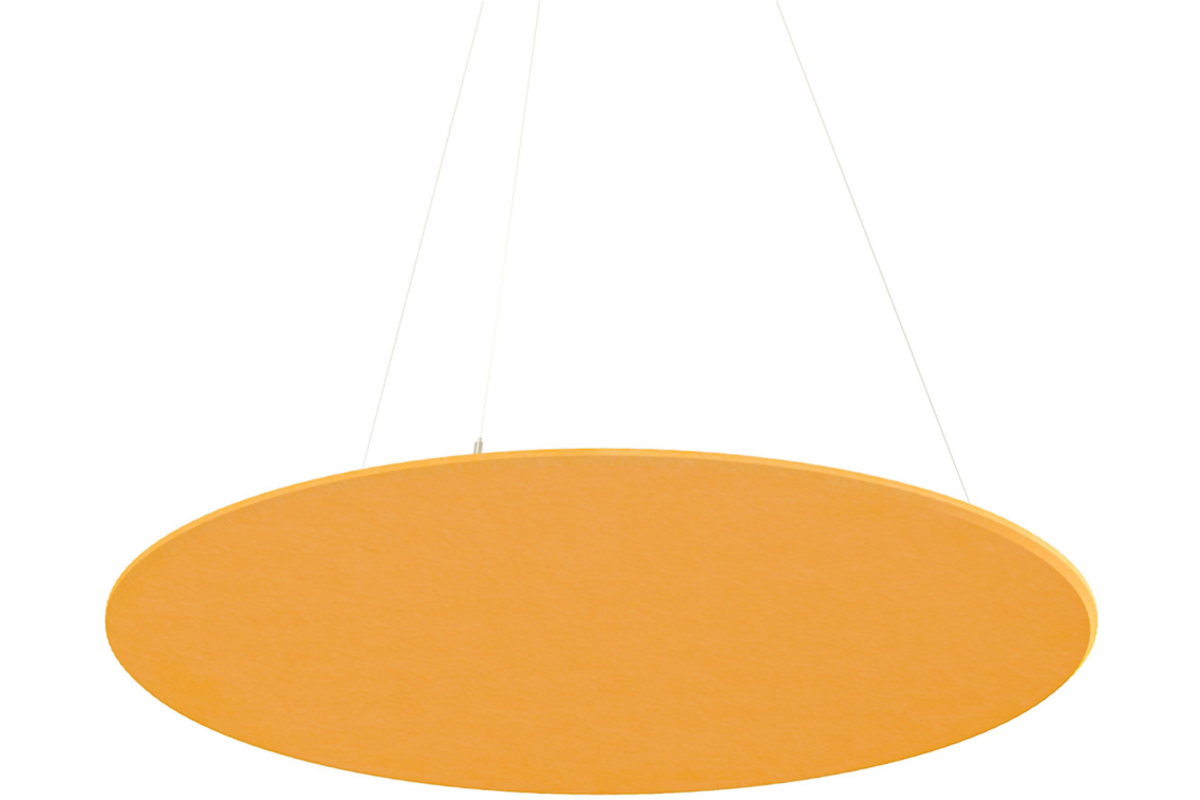 Akoestisch PET-vilt rond plafondpaneel, geel, Ø120 cm
