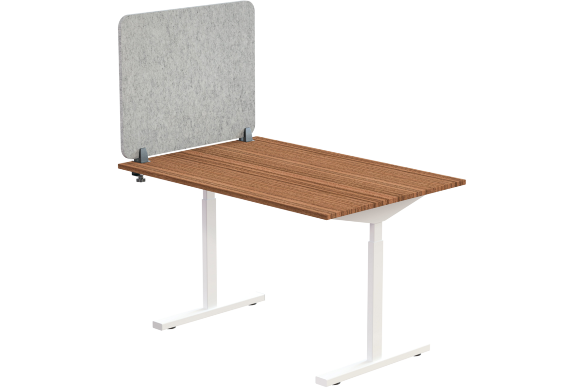 Akoestisch PET-vilt scheidingsscherm bureau, lichtgrijs, 60x75 cm