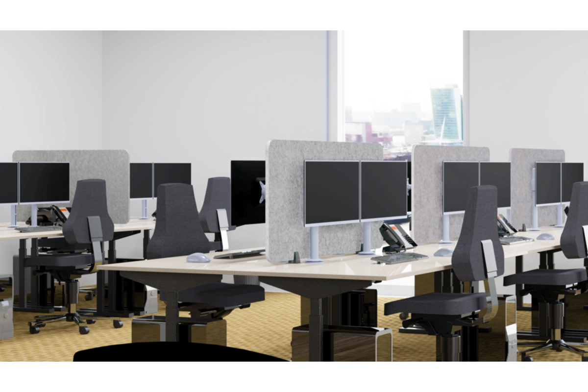 Akoestisch PET-vilt scheidingsscherm bureau, lichtgrijs, 60x120 cm