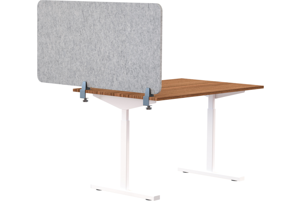 Akoestisch PET-vilt scheidingsscherm bureau, lichtgrijs, 60x120 cm