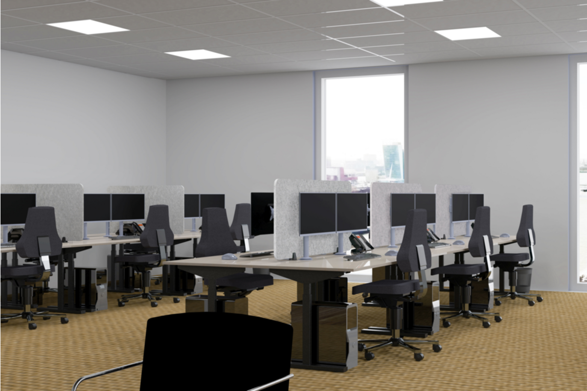 Akoestisch PET-vilt scheidingsscherm bureau, lichtgrijs, 60x160cm