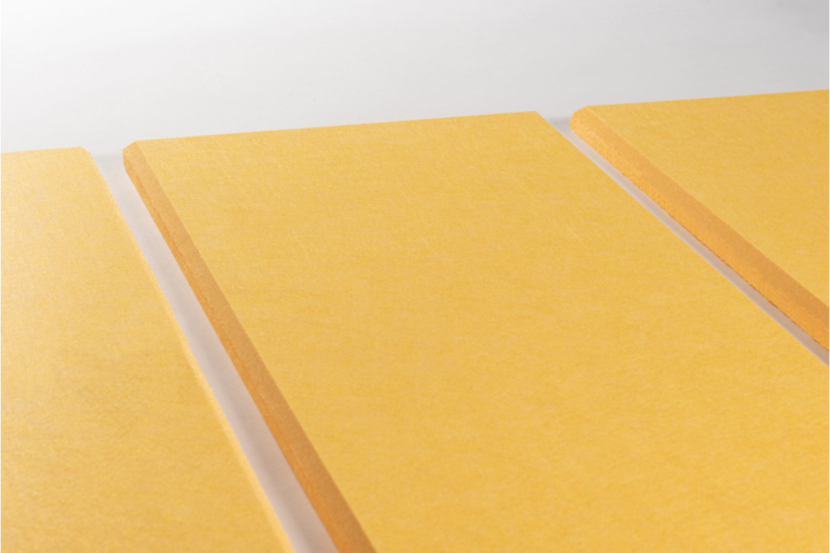 Akoestische PET-vilt wandpanelen, set4, geel, 30x120 cm