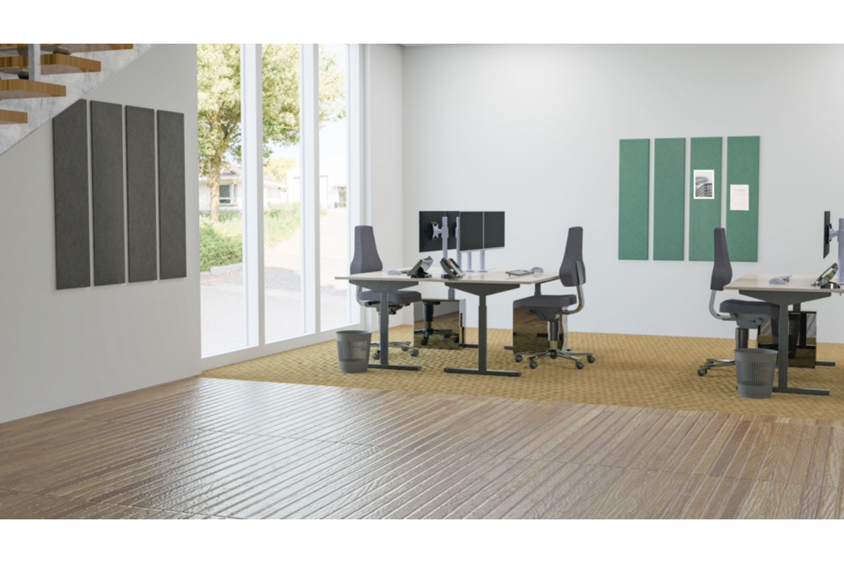 Akoestische PET-vilt wandpanelen, set4, petrol groen, 30x120 cm