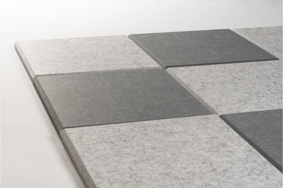 Akoestische PET-vilt wandtegels, set24, combi set grijs,30x30cm